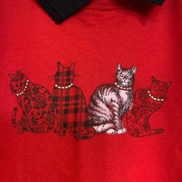 Classy Cat Red Collared Sweater - Picture 6 of 8
